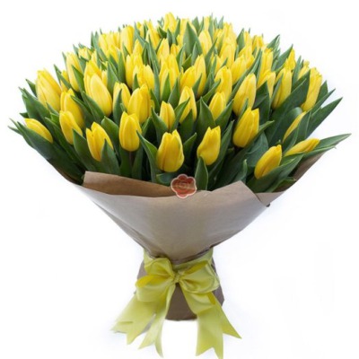Букет из 101 жёлтого тюльпана - вид 1 миниатюра