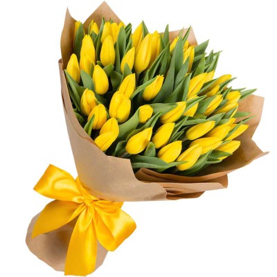 Букет из 41 жёлтого тюльпана - вид 1 миниатюра